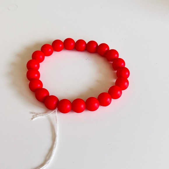 WATERPROOF SILICONE Red Rubber Beaded Stretchy Bracelet for Stacking 🔴🔴 NWT - Picture 7 of 16